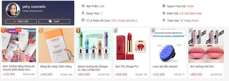 10. Shop Mỹ phẩm yehy cosmetic