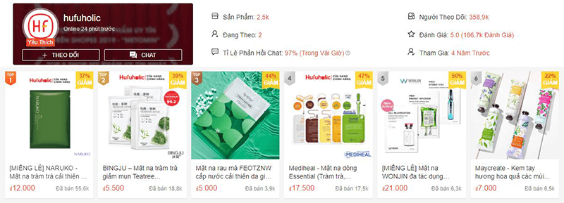 4. Shop Mỹ phẩm Hufuholic