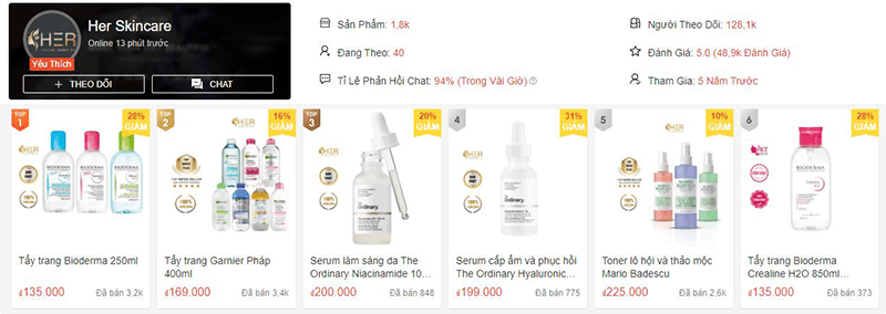 5. Shop Mỹ phẩm Her Skincare