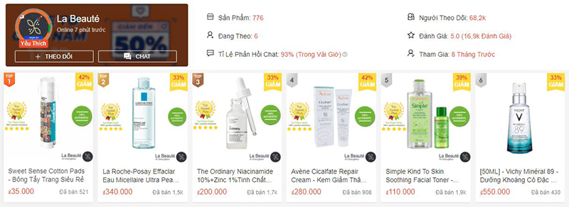 7. Shop Mỹ phẩm La Beauté