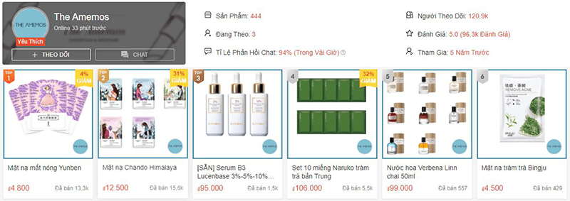 8. Shop Mỹ phẩm The Amemos