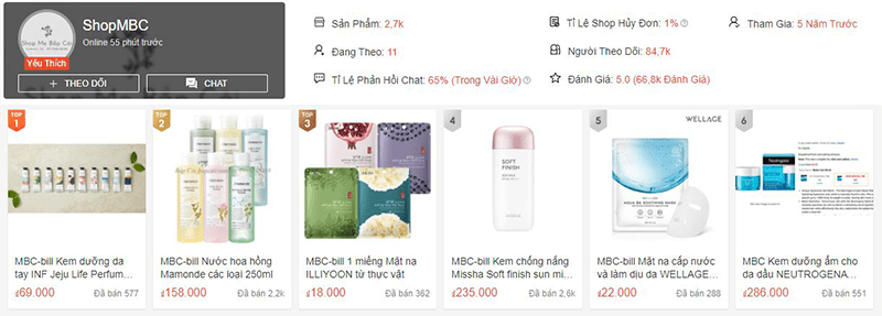 9. Shop Mỹ phẩm ShopMBC