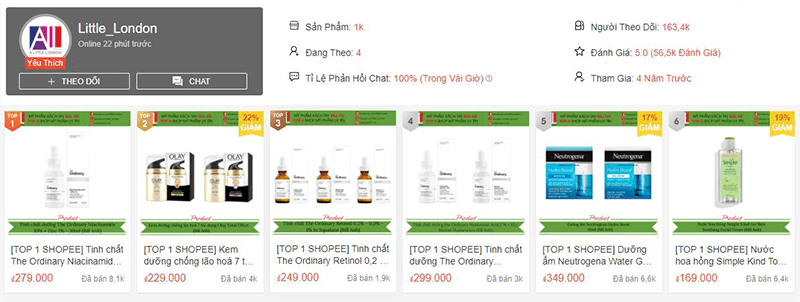 Top 10 Shop mỹ phẩm tốt uy tín đáng mua nhất shopee 1 Shop mỹ phẩm Little_London