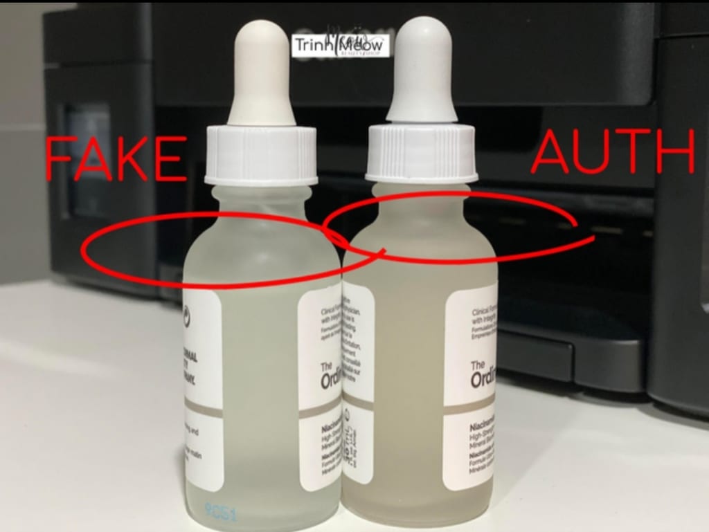 Quan sát dung tích serum trong chai để phân biệt thật giả
